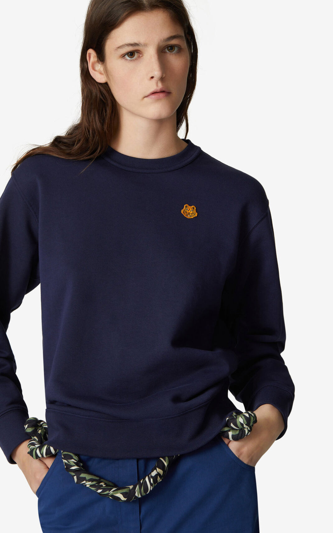 Sweatshirt Kenzo Tiger Crest Feminino - Azul Marinho Azuis | 781SVJKWM